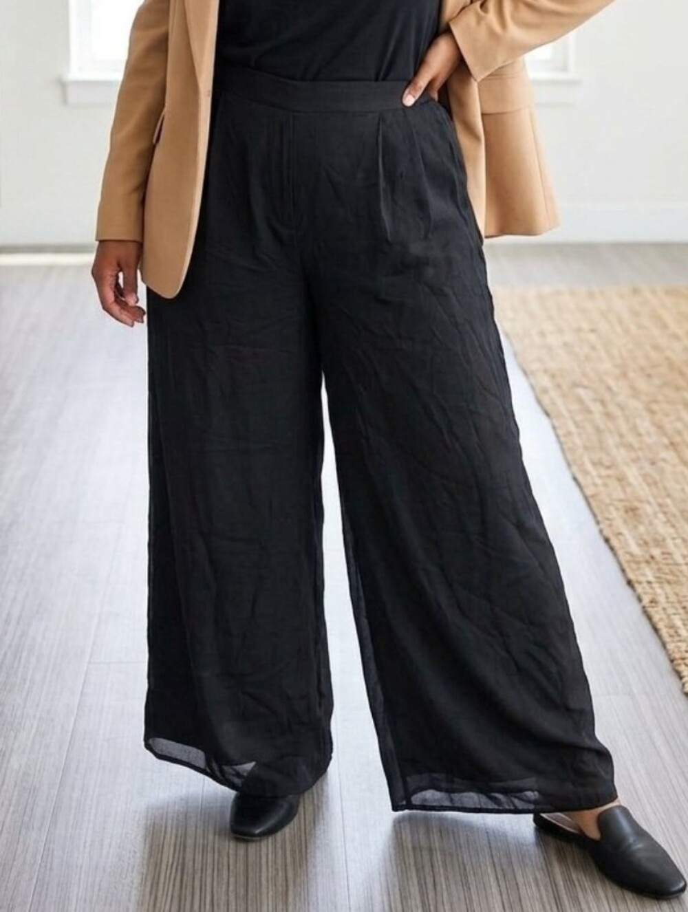 Women's Wide-Leg Black Pants